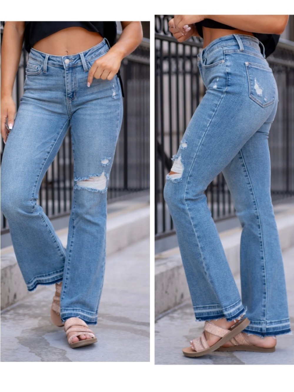 Judy Blue Vintage Wash Distressed Release Hem Bootcut Jeans NWT 29/9